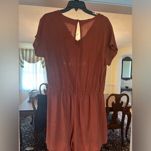 NWT Burnt Orange/Rust colored romper from Jenny Boston. Size XL